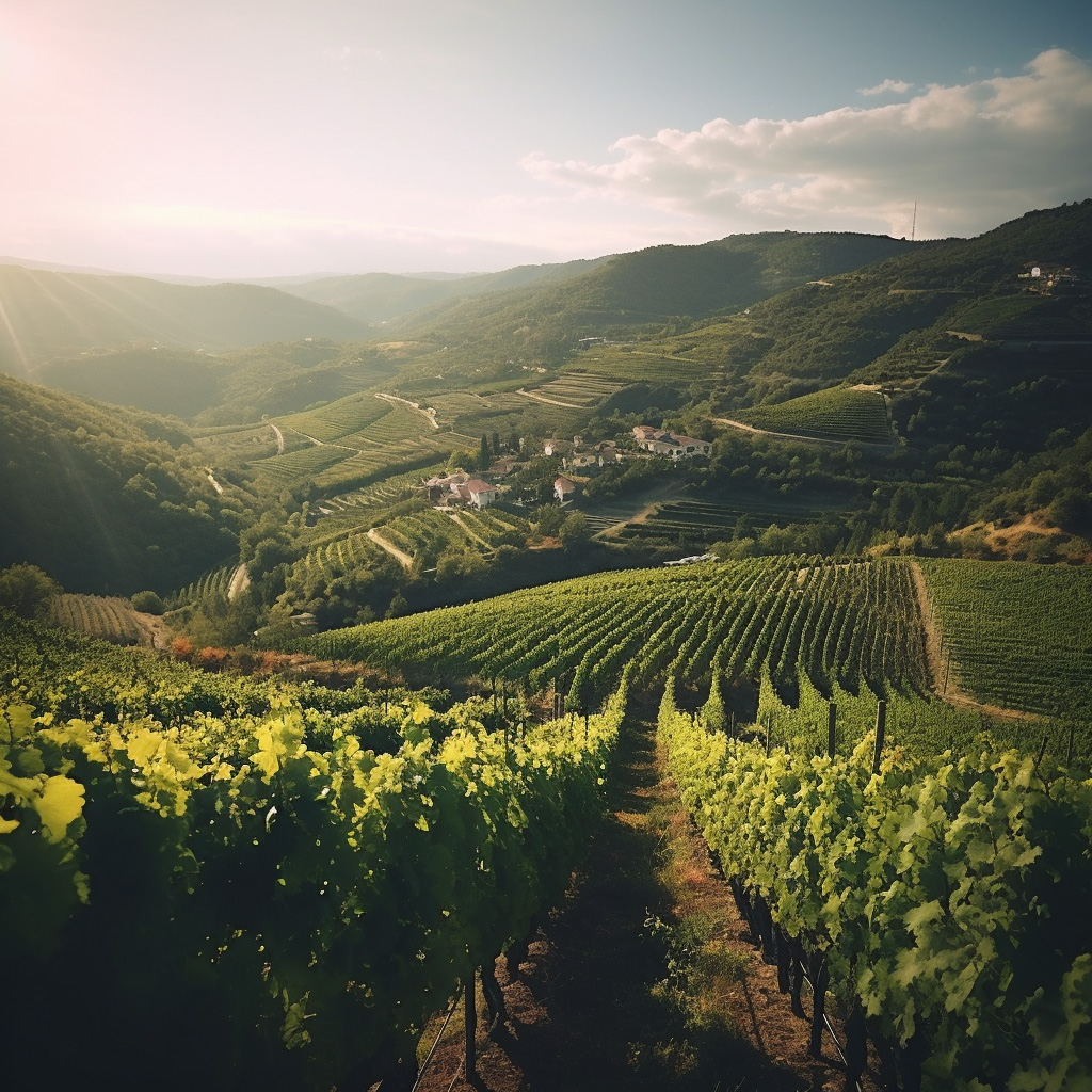Breathtaking aerial view of a vineyard
